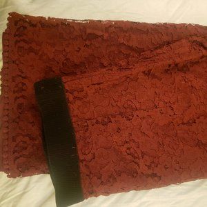 H&M Long Maroon Lace Pencil skirt